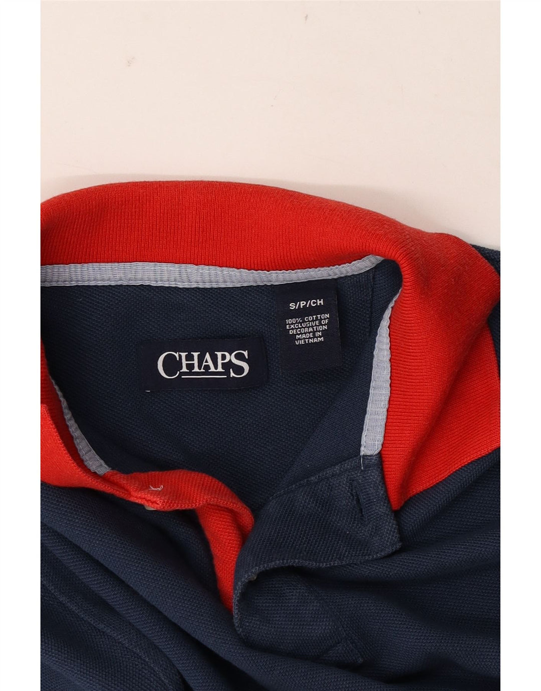 Camisa polo masculina de rugby CHAPS pequena algodão azul marinho