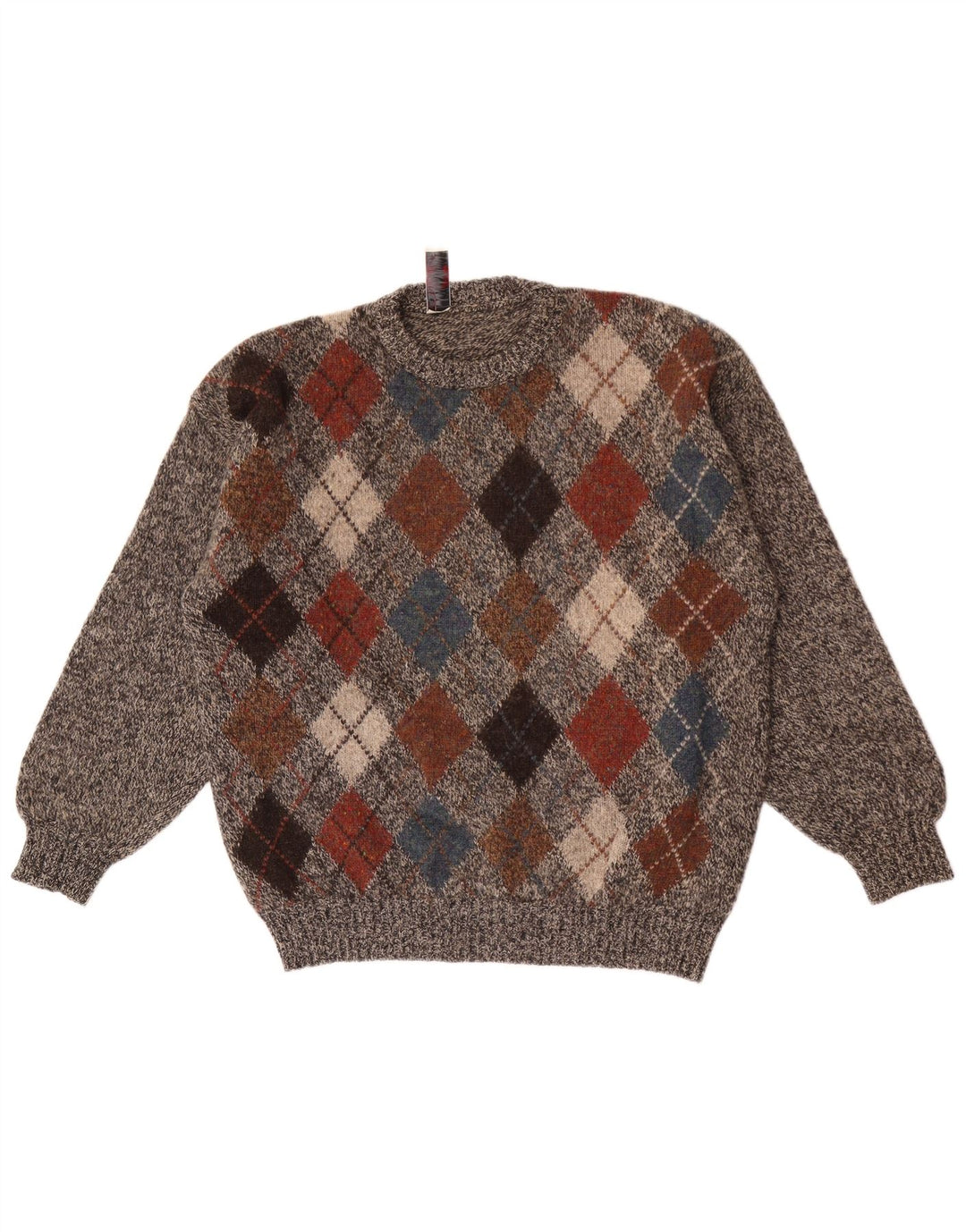 Suéter masculino Donny & Max com gola redonda, grande cinza argyle/lã diamante