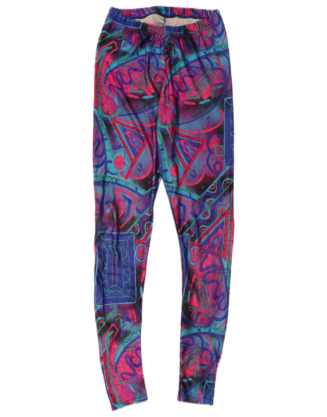 Leggings femininas VINTAGE UK 6 XS multicoloridas geométricas