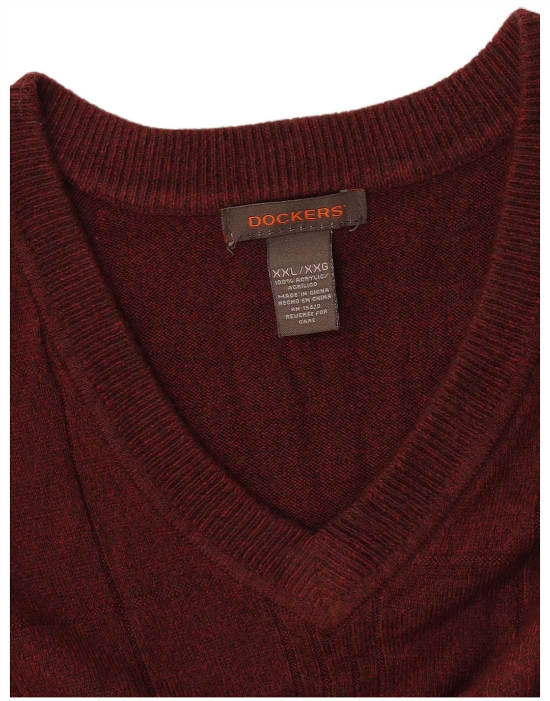 Regata masculina DOCKERS colete 2XL acrílico xadrez borgonha