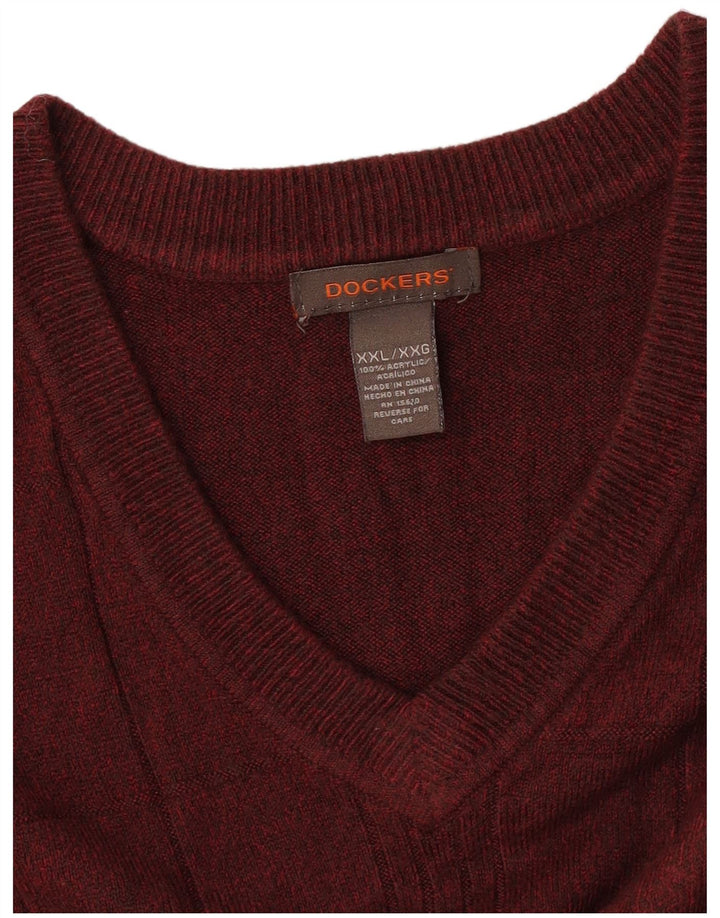 Regata masculina DOCKERS colete 2XL acrílico xadrez borgonha