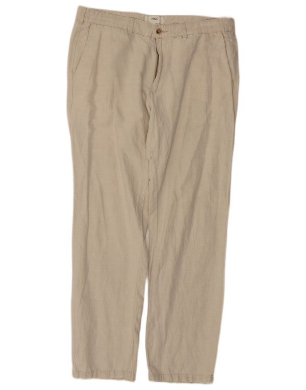 Calça chino reta masculina Marks & Spencer W36 L30 algodão branco