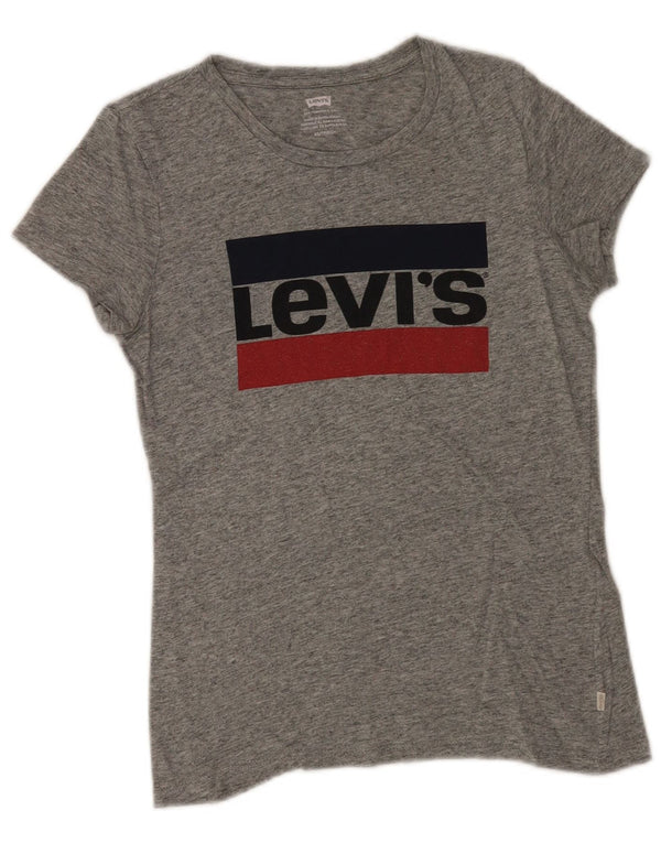 Levi's Womens Graphic T-Shirt Top UK 6 XS Grey Flecked Cotton