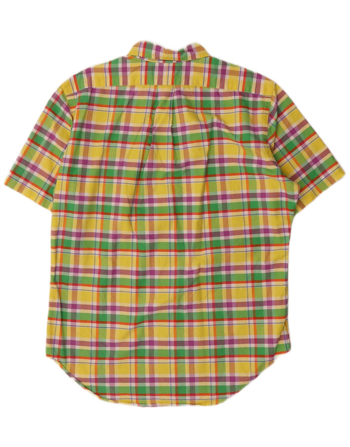 Camisa masculina de manga curta clássica RALPH LAUREN xadrez médio amarelo