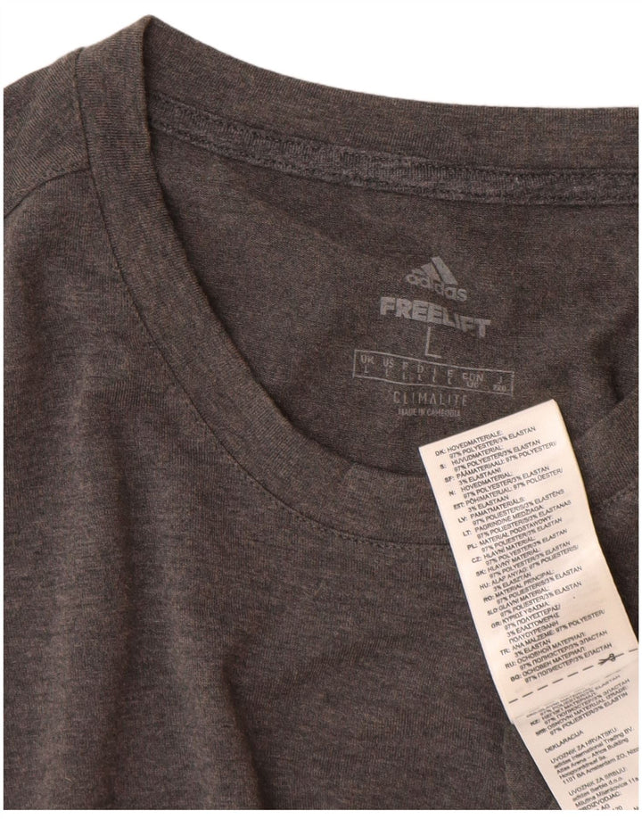 Camiseta masculina Adidas Climalite Top grande poliéster manchado cinza