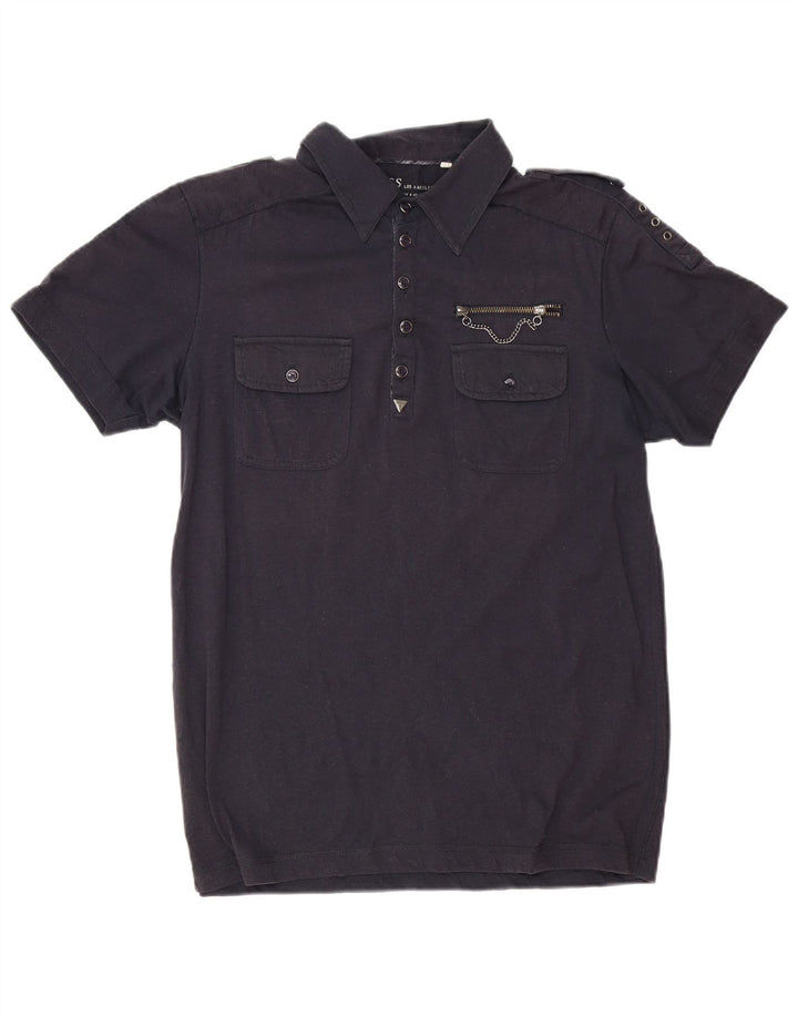 Camisa polo militar masculina Guess cinza médio