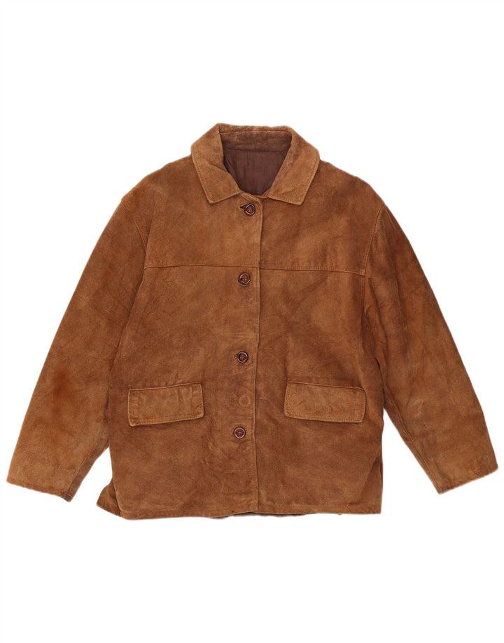 Jaqueta de camurça feminina vintage Reino Unido 16 grande marrom