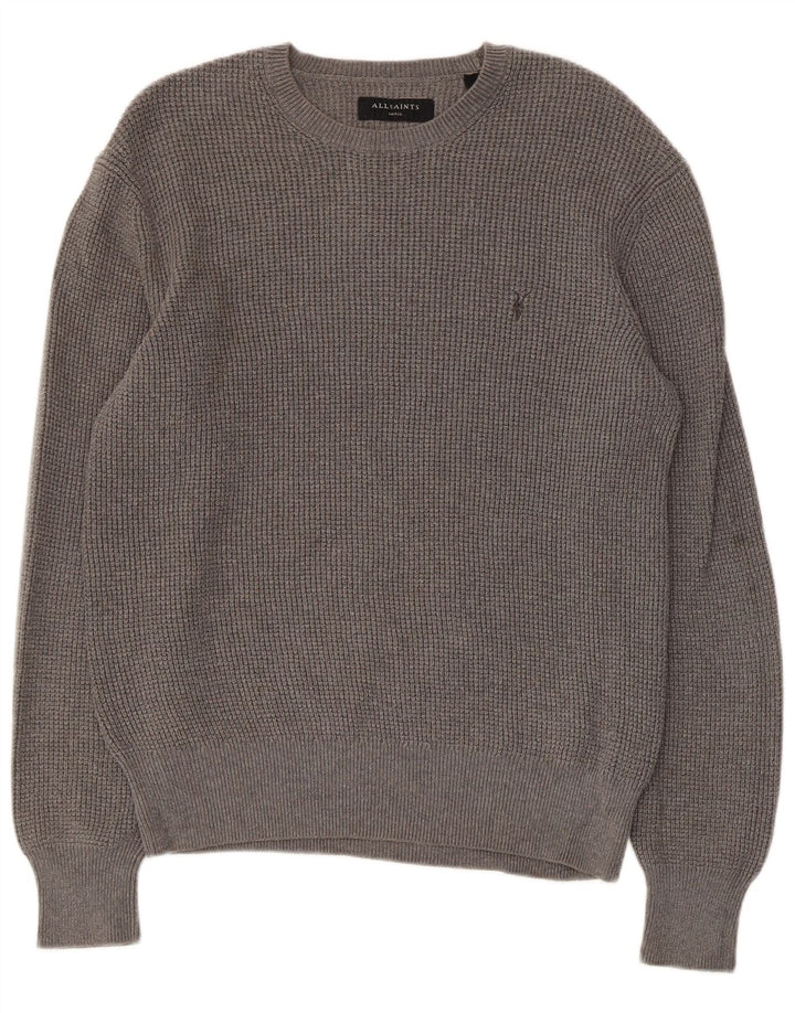 Suéter masculino ALL SAINTS com gola redonda e algodão cinza pequeno