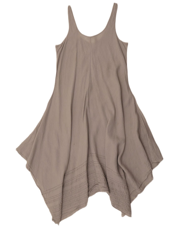 Vestido tenda assimétrico feminino Eileen Fisher Reino Unido 14 linho cinza médio