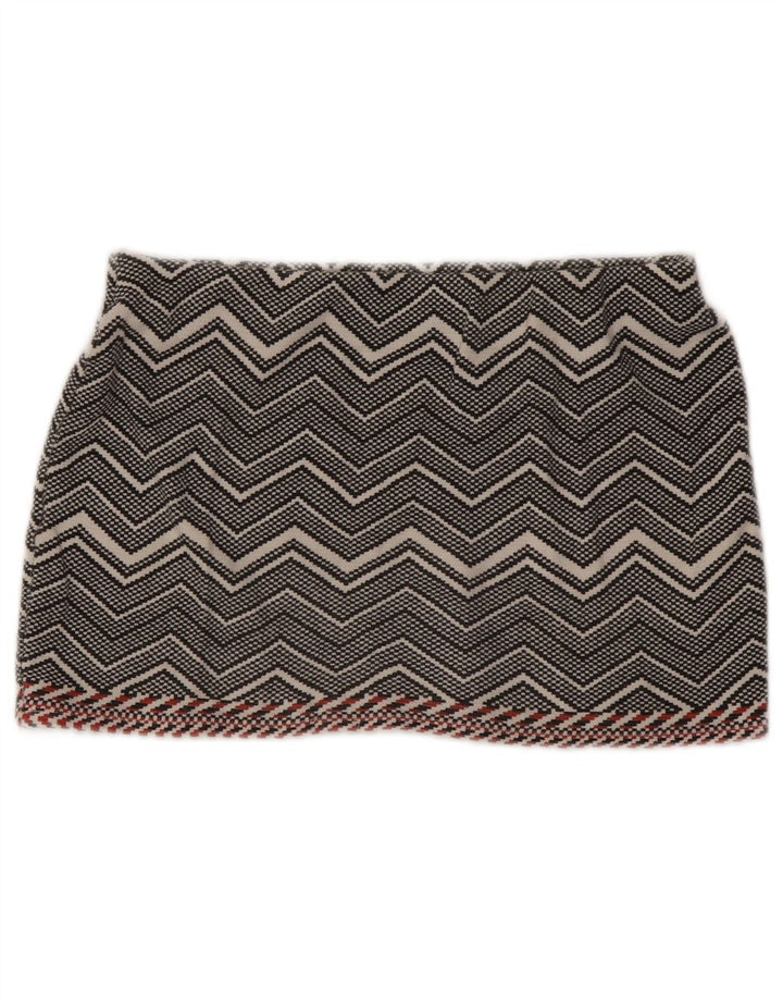 Mini saia Trafaluc feminina Zara médio W28 cinza Chevron