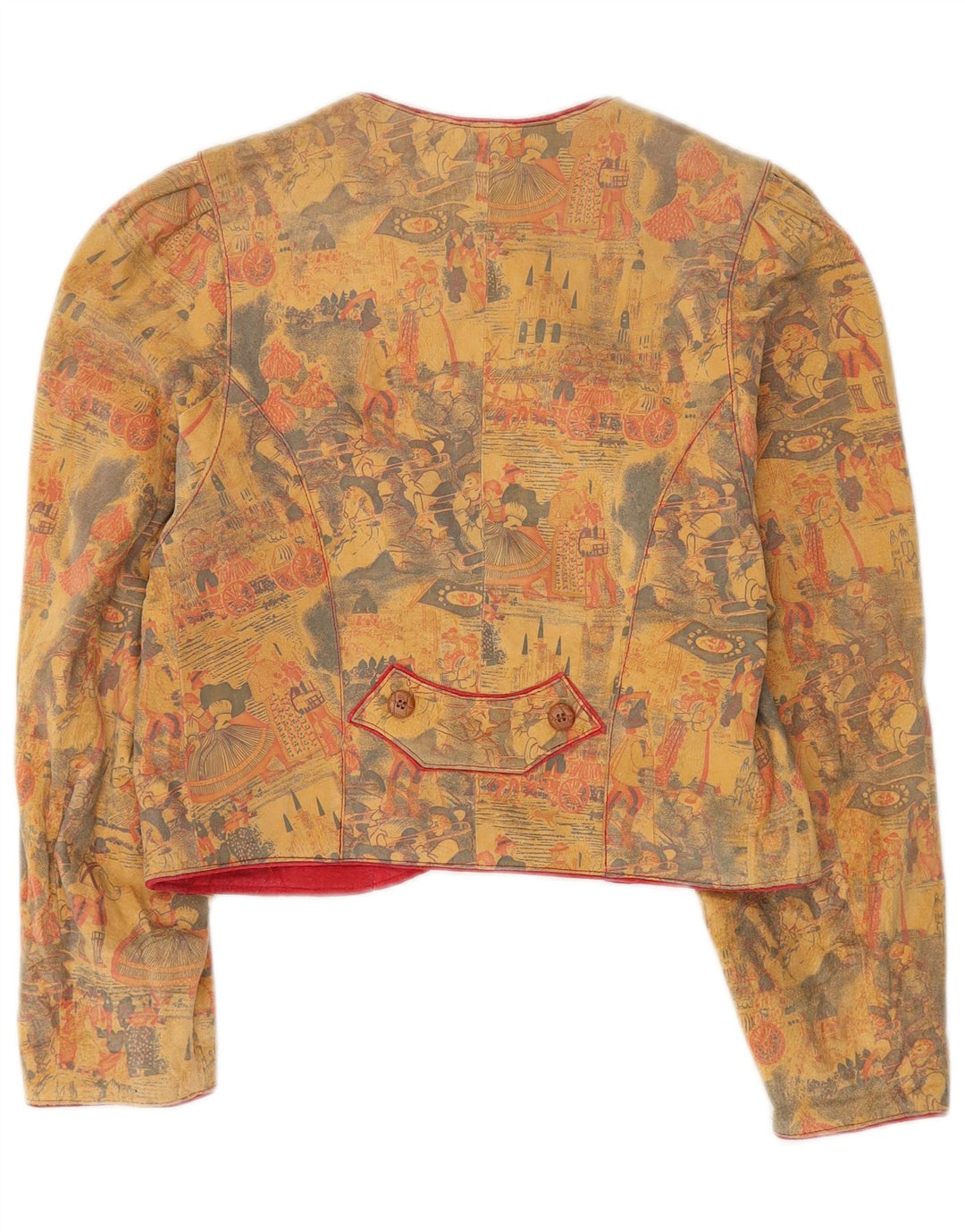 Jaqueta blazer feminina vintage Trachten com 4 botões UE 36 couro bege pequeno