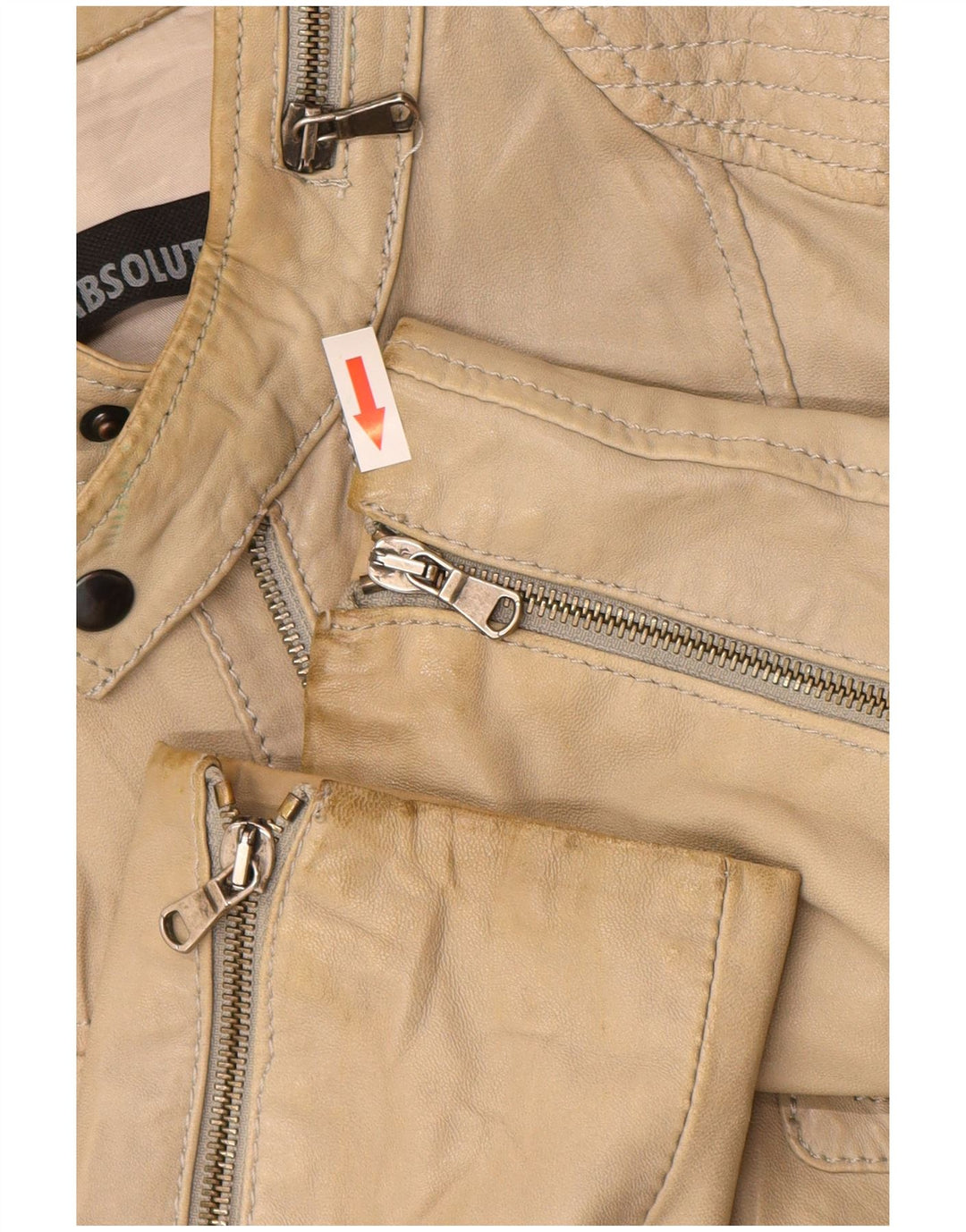 Jaqueta de couro feminina vintage Reino Unido 16 couro bege grande