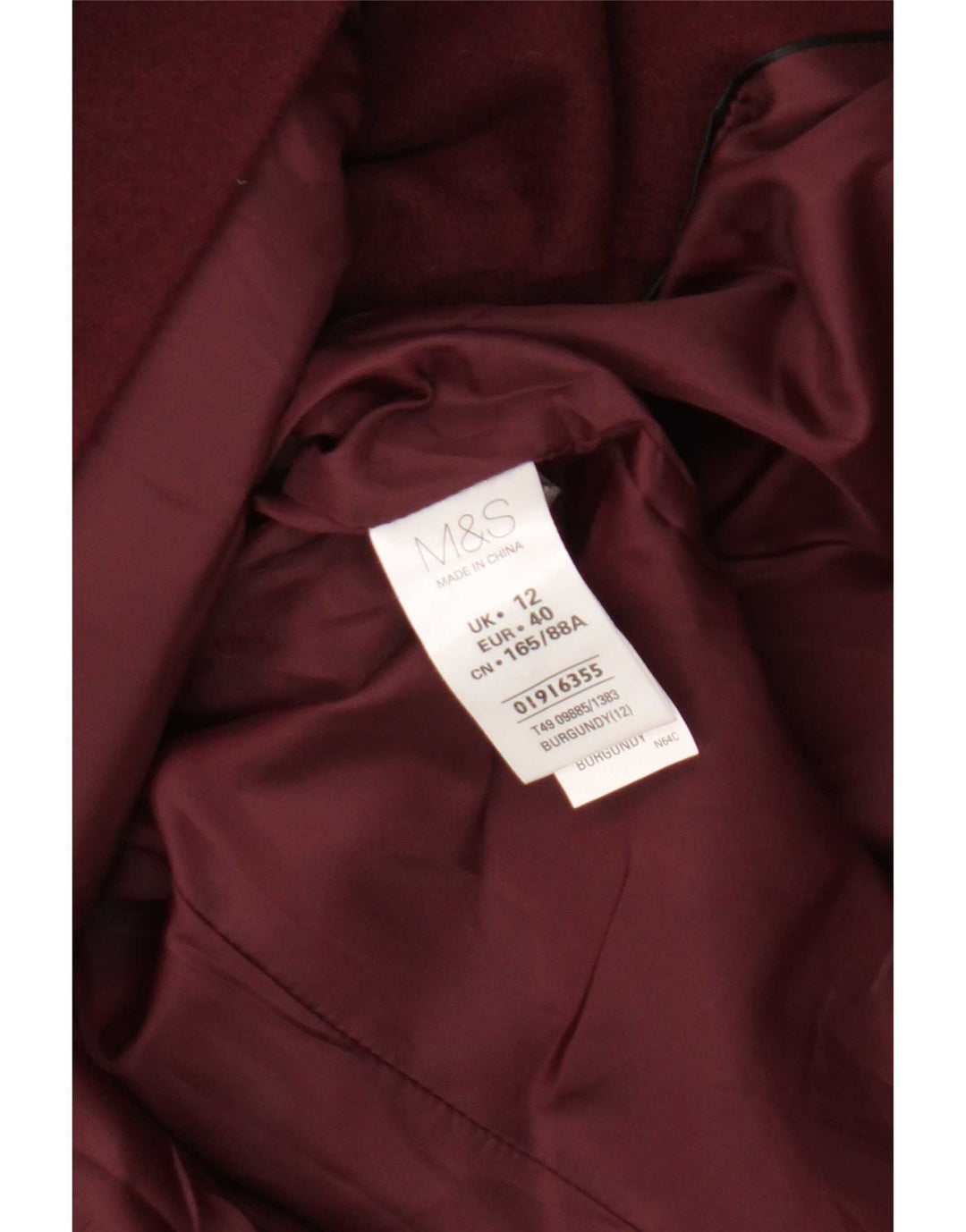 Sobretudo feminino Marks & Spencer UK 12 poliéster médio Borgonha