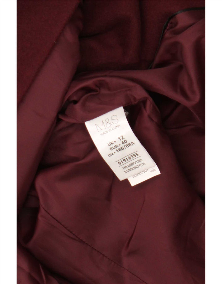 Sobretudo feminino Marks & Spencer UK 12 poliéster médio Borgonha