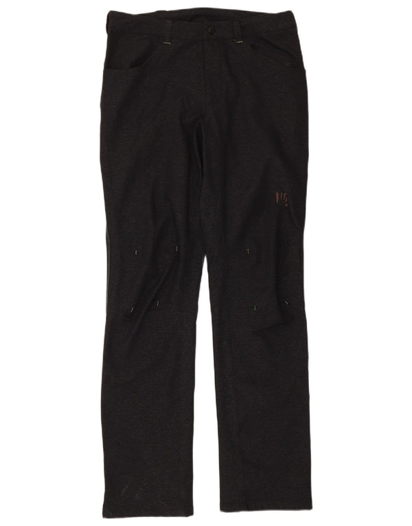 Calça feminina vintage reta casual IT 48 XL W32 L34 poliamida preta