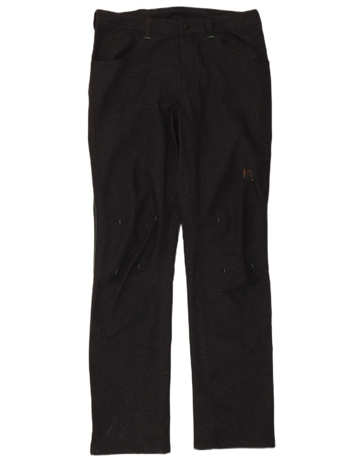 Calça feminina vintage reta casual IT 48 XL W32 L34 poliamida preta