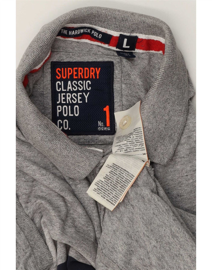 Camisa polo masculina Superdry grande algodão listrado cinza