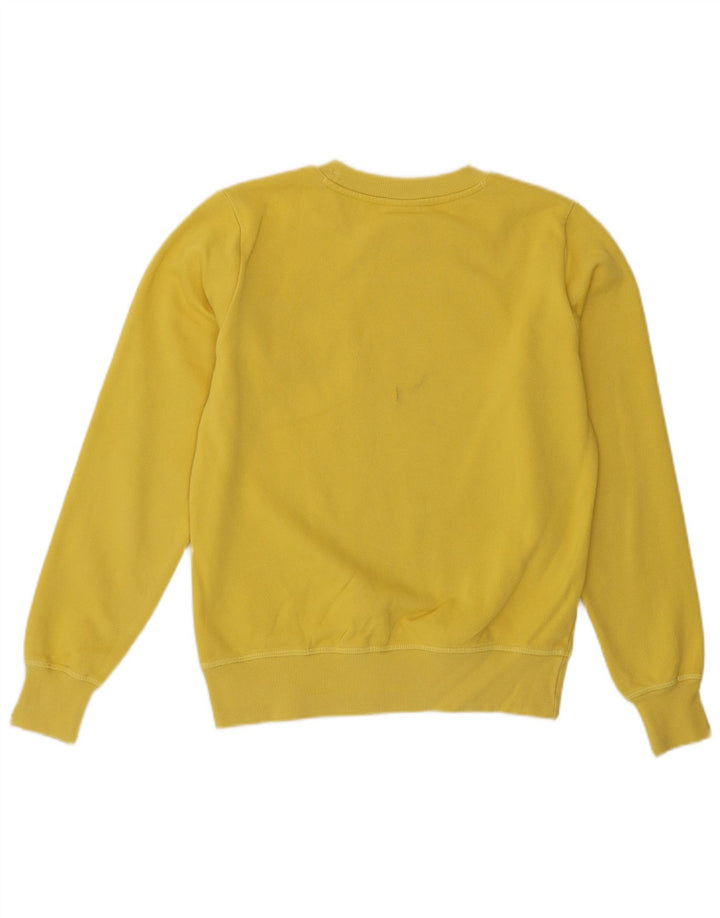 Champion feminino gráfico moletom jumper UK 8 pequeno amarelo