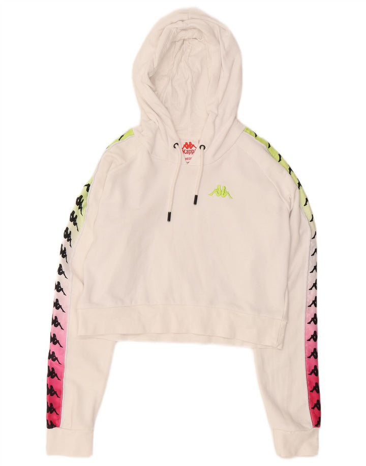 KAPPA Suéter feminino com capuz e estampa gráfica UK 14 médio branco
