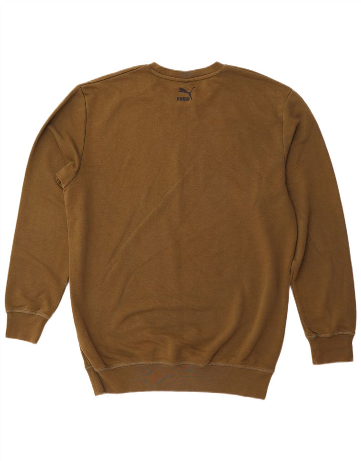 PUMA Mens Graphic Moletom Jumper Médio Algodão Cáqui