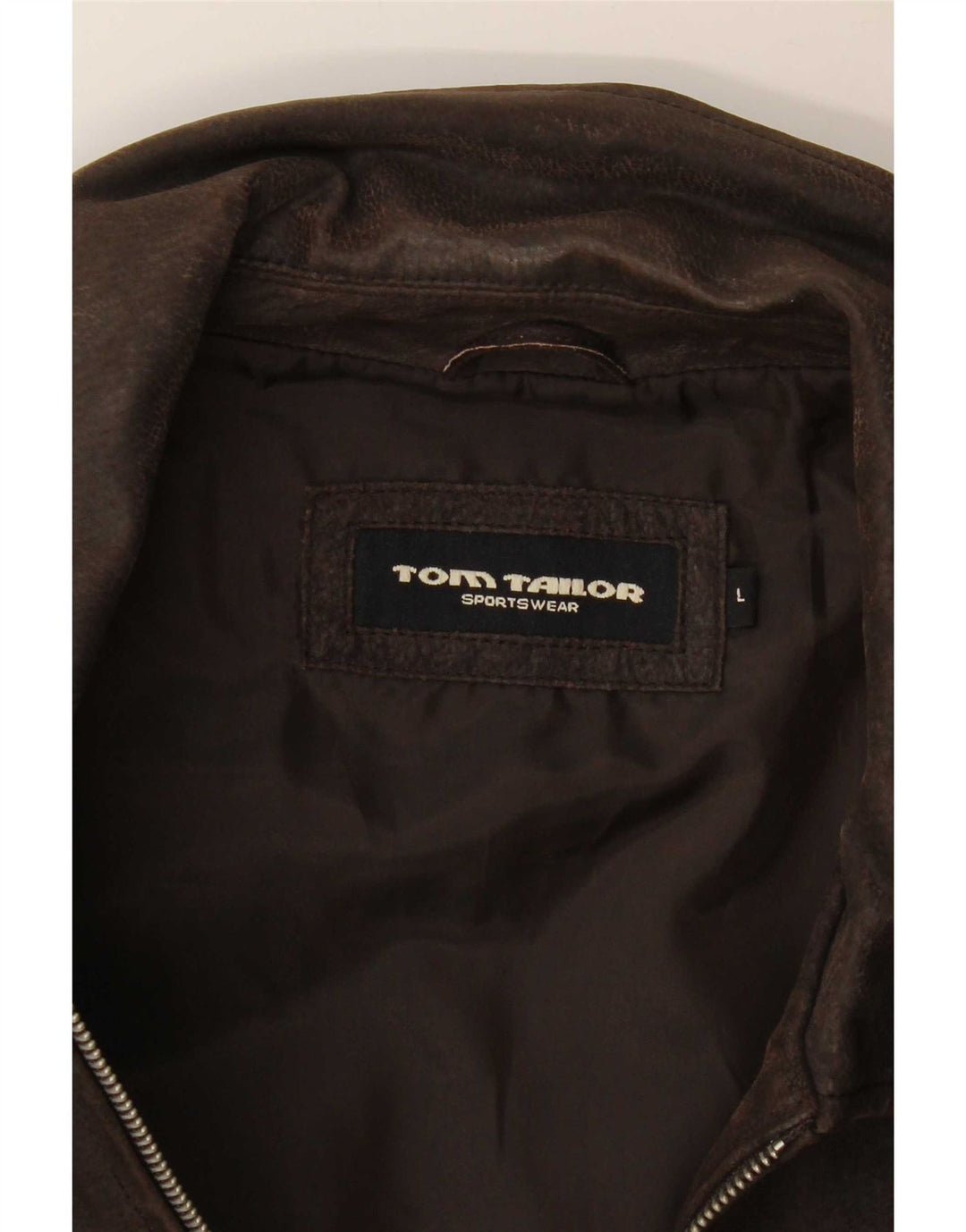 Jaqueta de couro masculina Tom Tailor Reino Unido 40 grande marrom