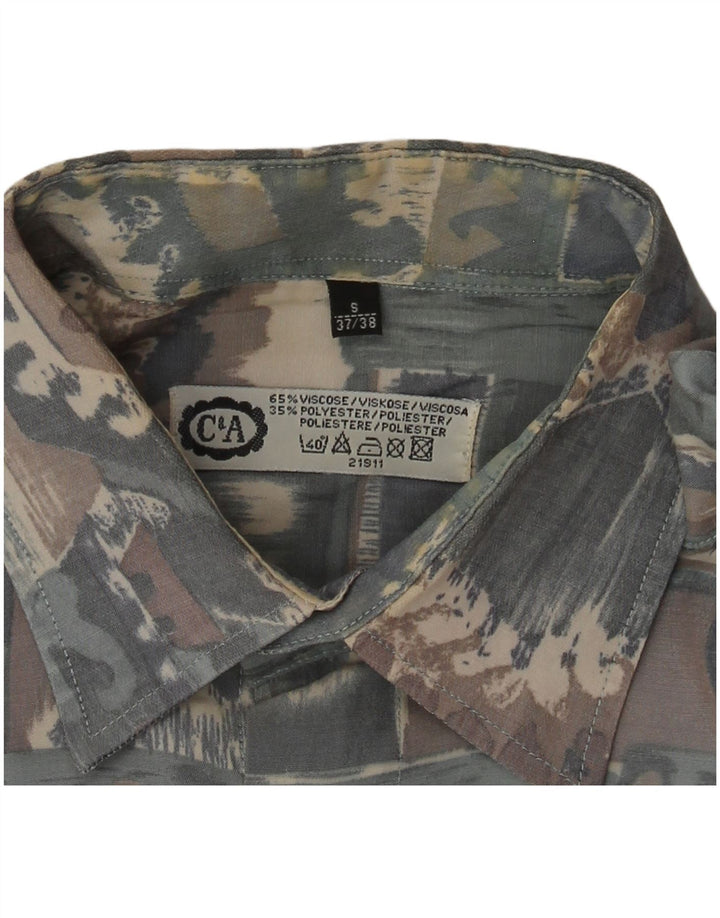 Camisa masculina C&A com estampa abstrata tamanho 37/38 pequena viscose multicolorida