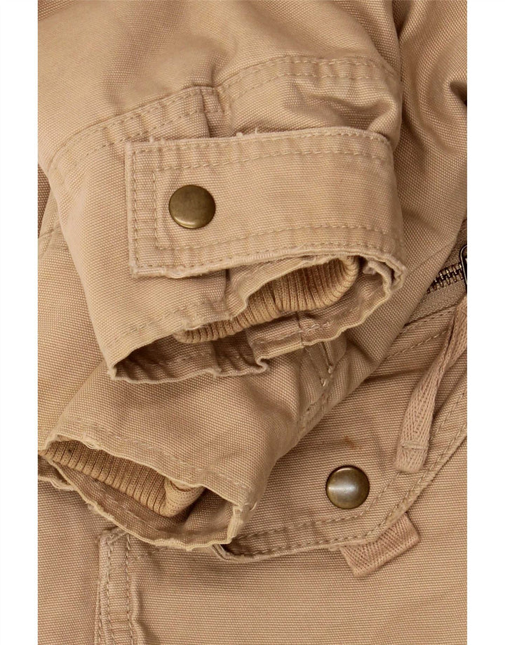 Jaqueta parka feminina com capuz grande Marks & Spencer Reino Unido 10 pequena bege