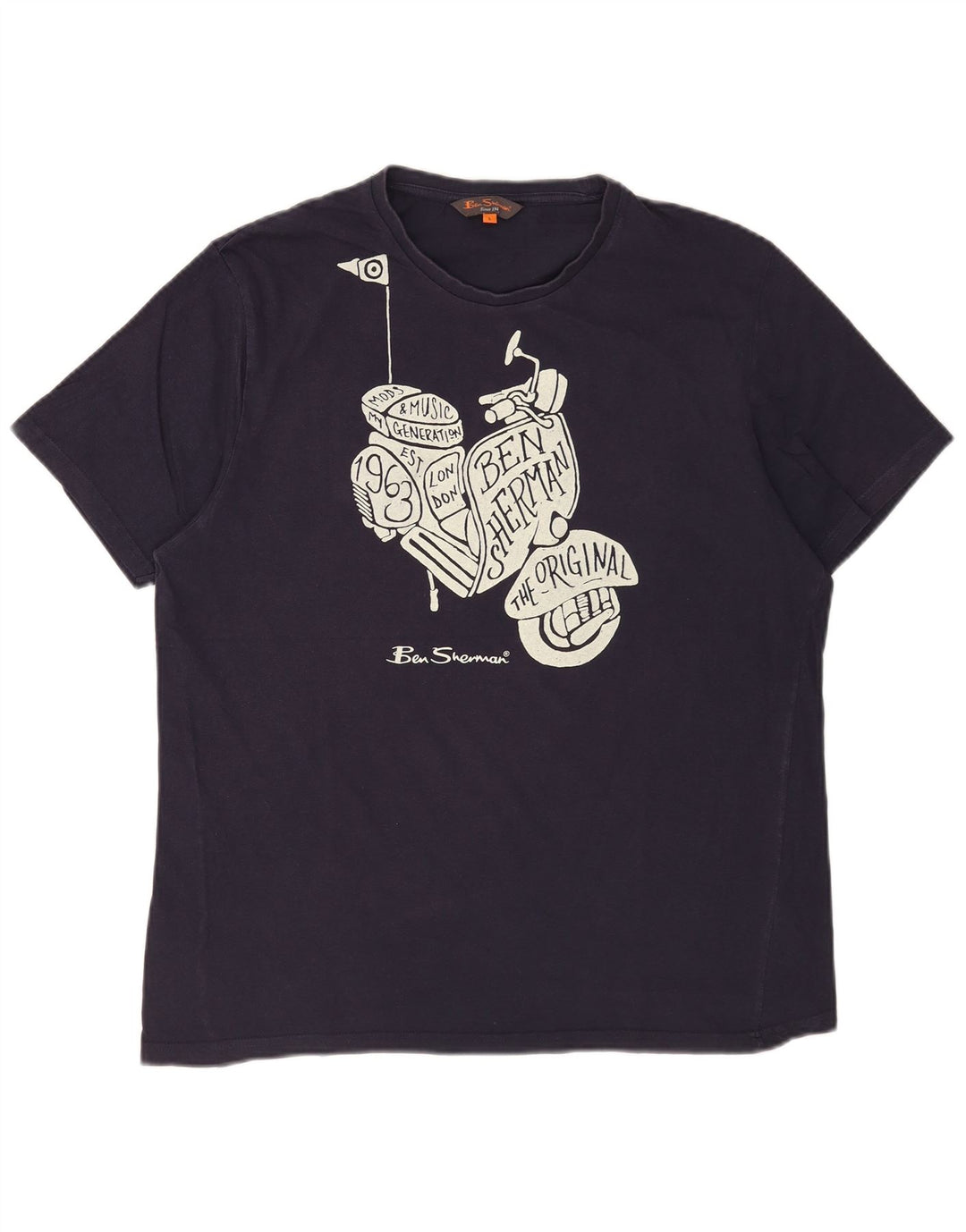Camiseta gráfica masculina Ben Sherman grande algodão azul marinho