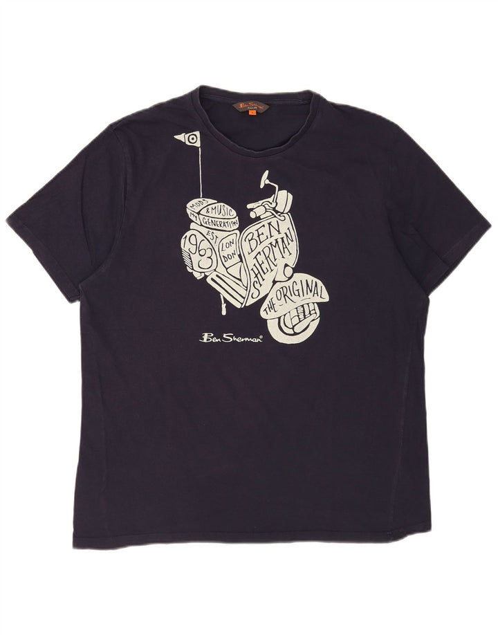 Camiseta gráfica masculina Ben Sherman grande algodão azul marinho