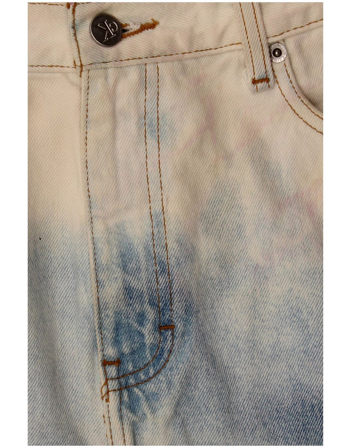 Shorts jeans feminino CALVIN KLEIN US 10 grande W32 azul tie dye algodão