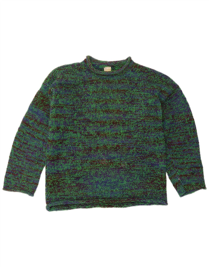 Suéter masculino Legend com gola redonda e algodão manchado verde médio