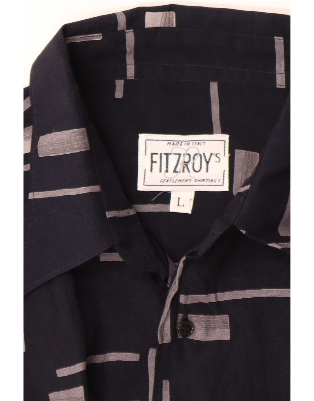 Camisa masculina Fitzroy de manga curta grande azul marinho geométrica