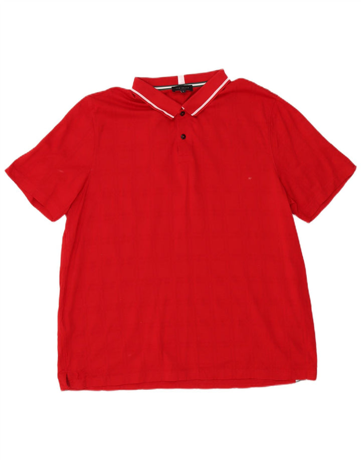 Camisa polo masculina Ted Baker tamanho 5 XL algodão vermelho