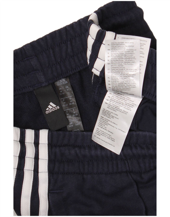 Calça de treino feminina Adidas Joggers UK 12/14 médio azul marinho algodão