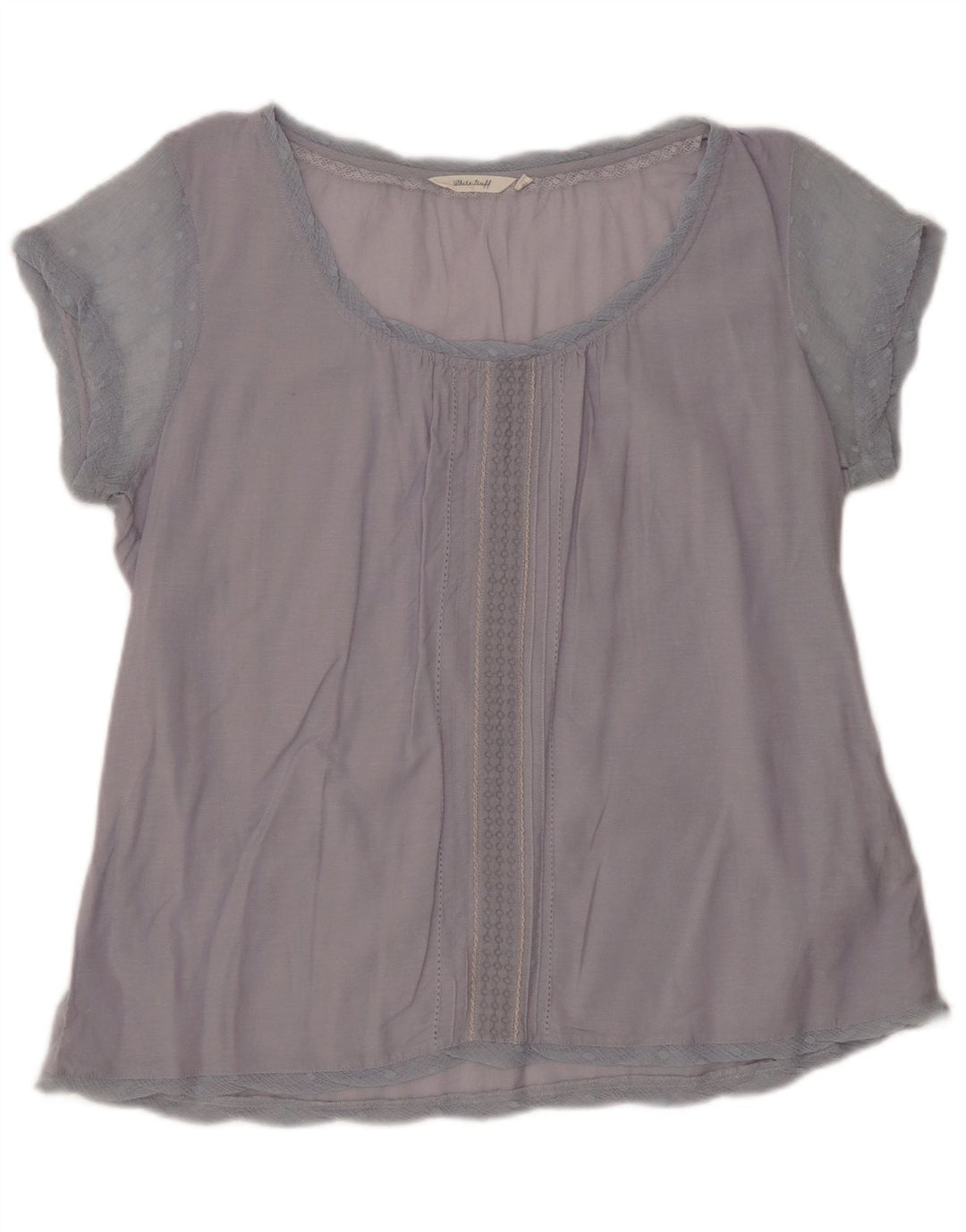 Blusa feminina WHITE STUFF Top UK 16 grande algodão azul