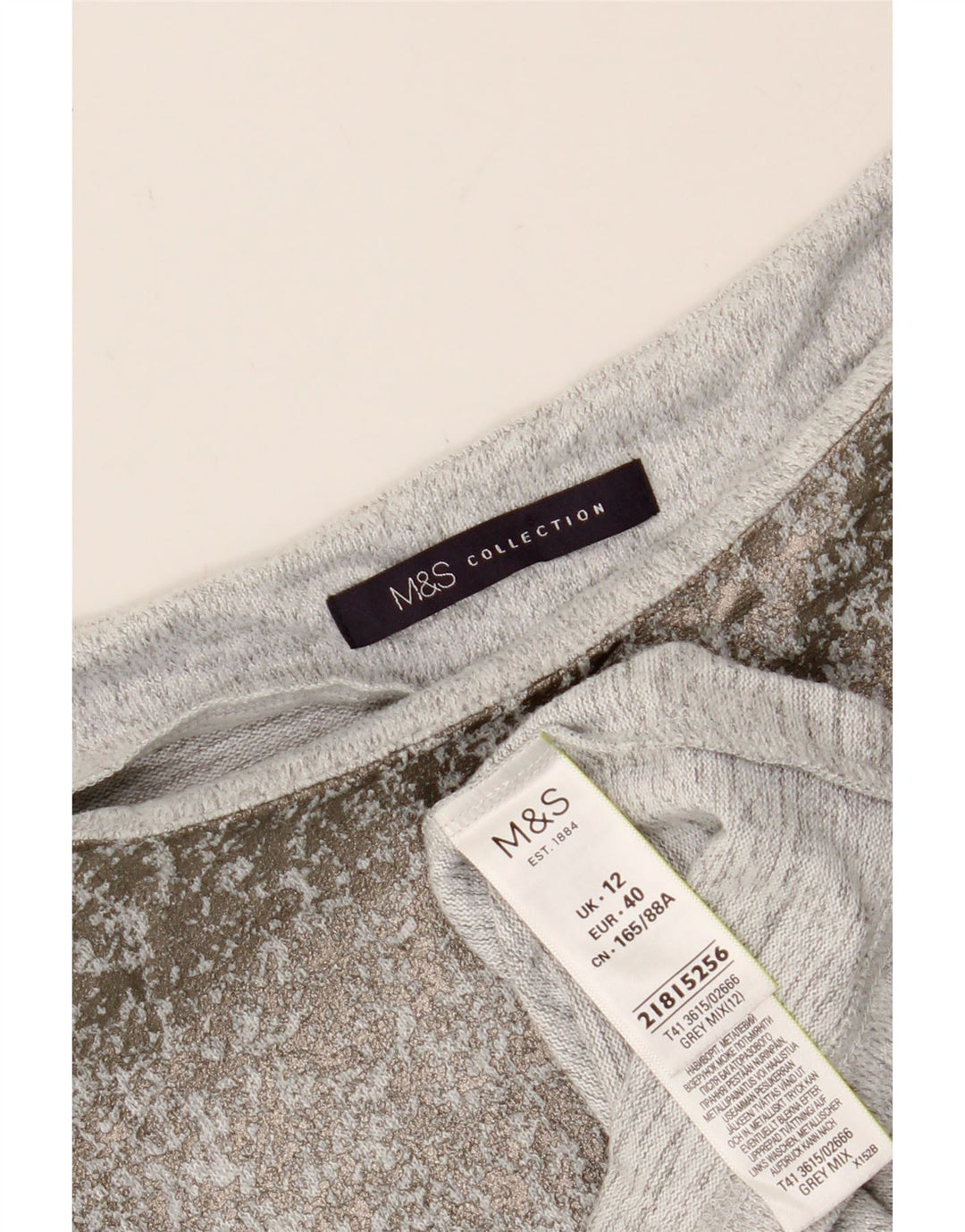 MARKS & SPENCER Womens Boat Neck Jumper Sweater UK 12 Medium Grey Vintage Marks & Spencer and Second-Hand Marks & Spencer from Messina Hembry 