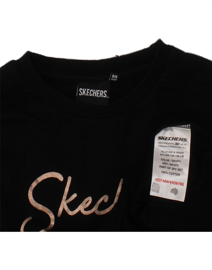 SKECHERS Girls Crop Graphic Sweatshirt Jumper 8-9 Years Black Cotton Vintage Skechers and Second-Hand Skechers from Messina Hembry 