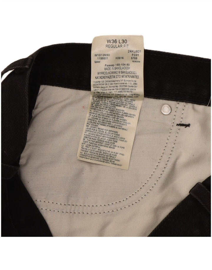 Wrangler Mens Regular Fit Straight Jeans W36 L30 Algodão Preto