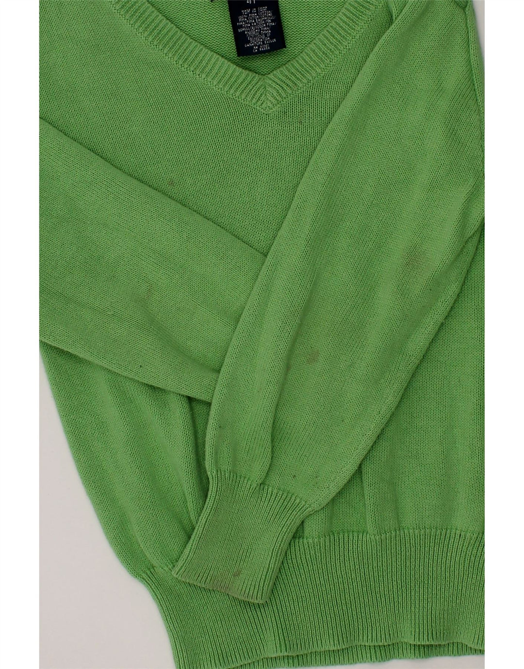 POLO RALPH LAUREN Girls V-Neck Jumper Sweater 3-4 Years Green Cotton Vintage Polo Ralph Lauren and Second-Hand Polo Ralph Lauren from Messina Hembry 