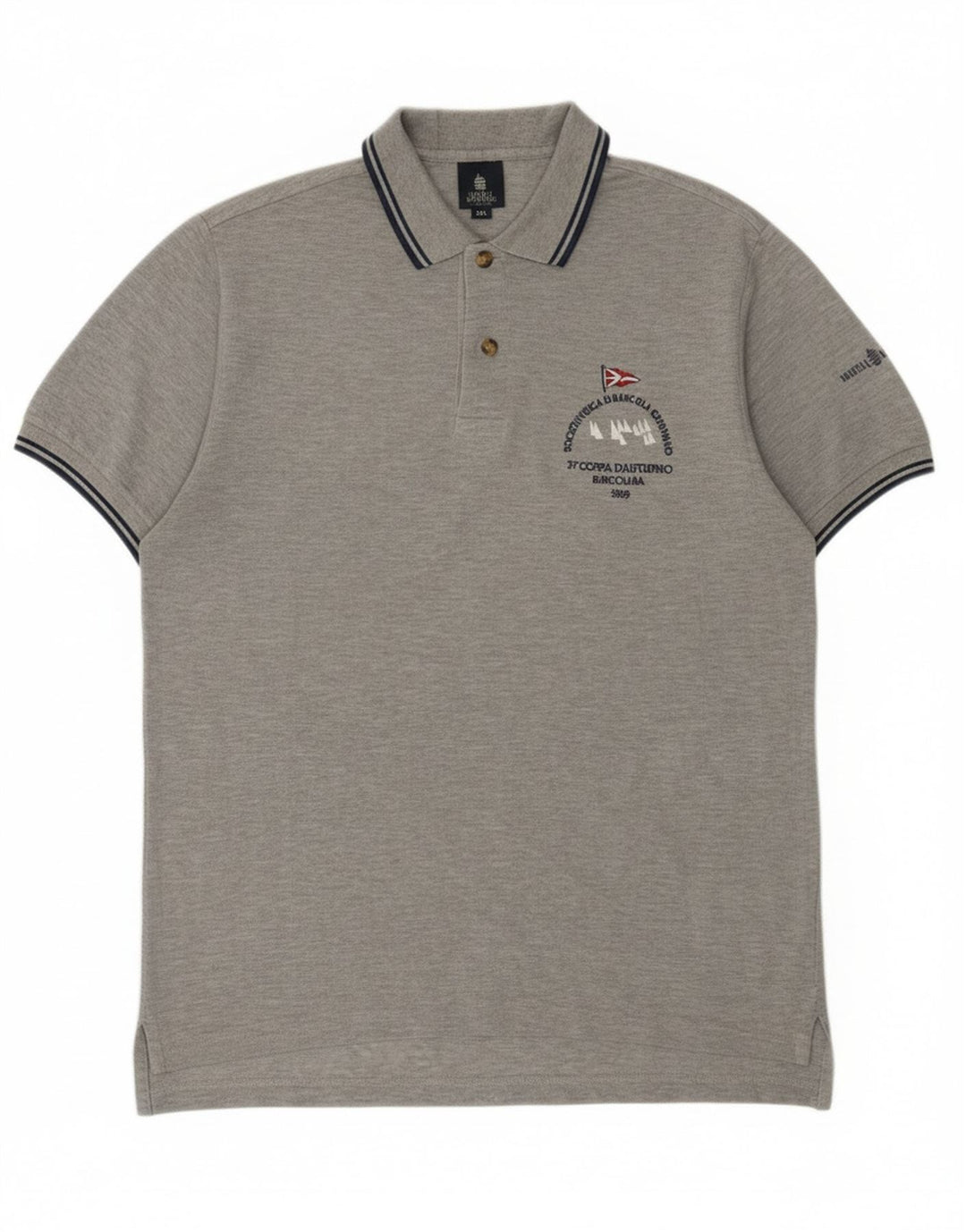 Camisa polo masculina Marina Yachting gráfica cinza médio algodão