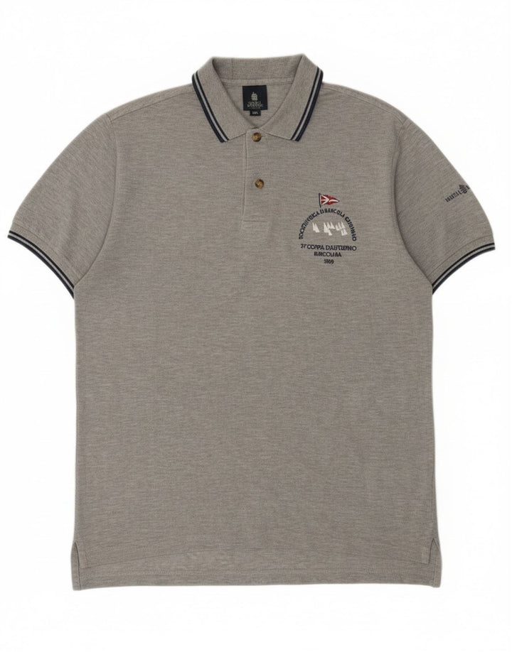 Camisa polo masculina Marina Yachting gráfica cinza médio algodão