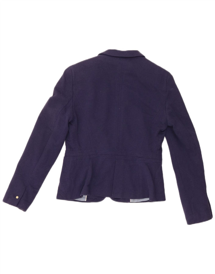 Zara Jaqueta Blazer Feminina Crop 1 Botão Reino Unido 16 Grande Algodão Azul Marinho