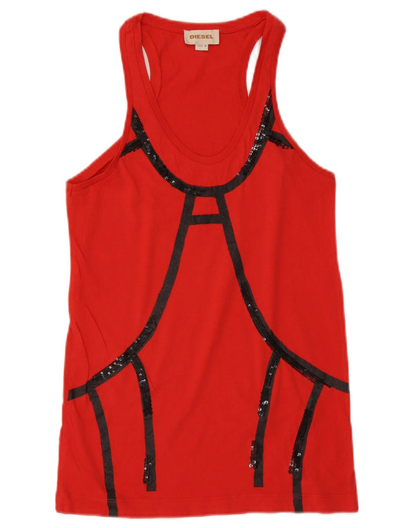 Top colete feminino Diesel UK 12 bloco colorido vermelho médio