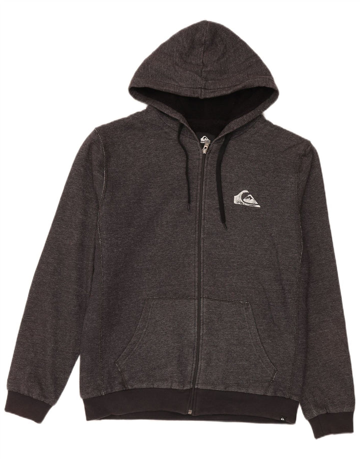 Suéter masculino com capuz e zíper Quiksilver algodão cinza médio