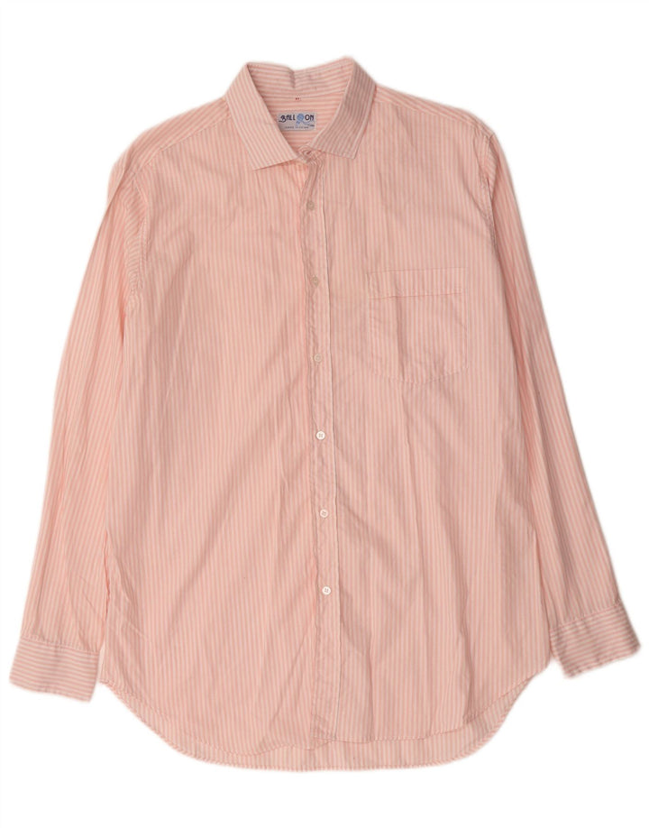 Camisa masculina Balloon tamanho 41 algodão listrado rosa médio