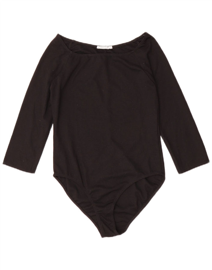 Macacão feminino Zara manga 3/4 Reino Unido 12 poliéster preto médio