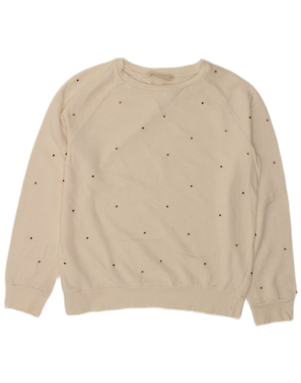 Zara moletom feminino jumper UK 10 pequeno algodão branco