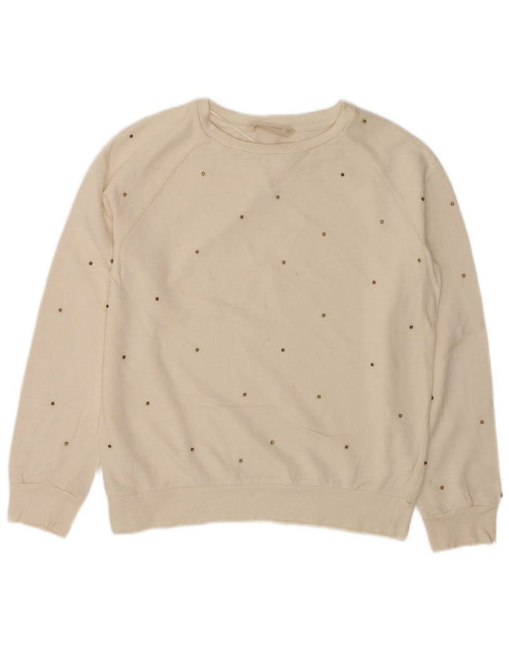 Zara moletom feminino jumper UK 10 pequeno algodão branco