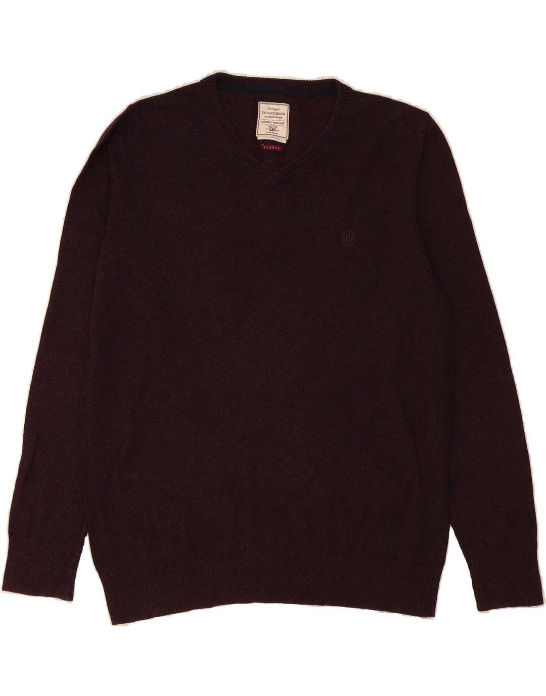 FAT FACE Mens V-Neck Jumper Sweater XL Burgundy Cotton Vintage Fat Face and Second-Hand Fat Face from Messina Hembry 