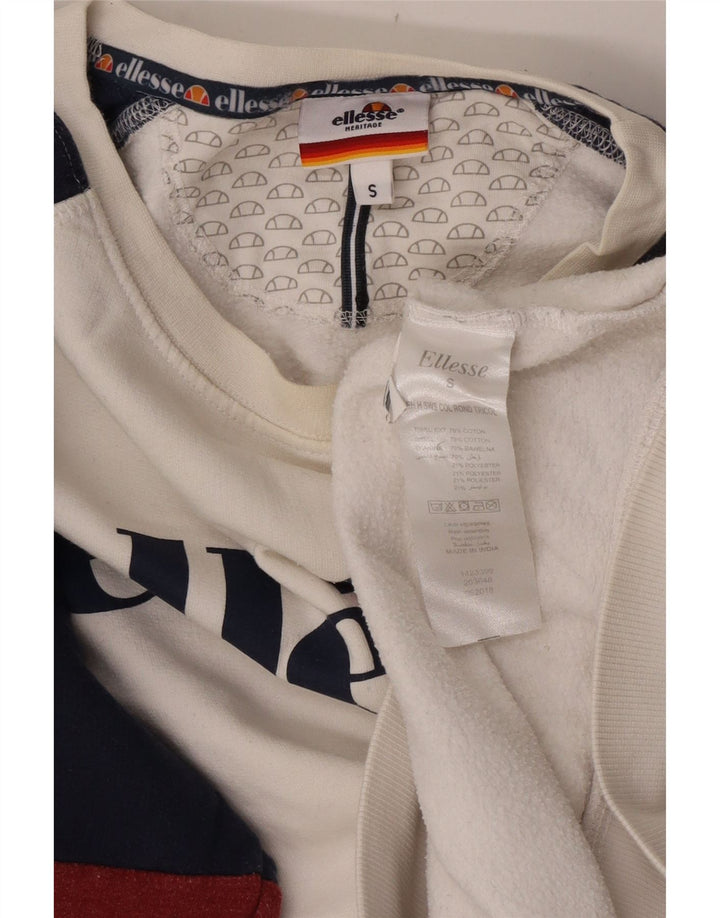 Ellesse moletom masculino gráfico jumper pequeno algodão colorblock branco